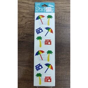 NOS Frances Meyer Stickers Palm Trees Umbrellas Boom Box Sticker Sheets Vtg